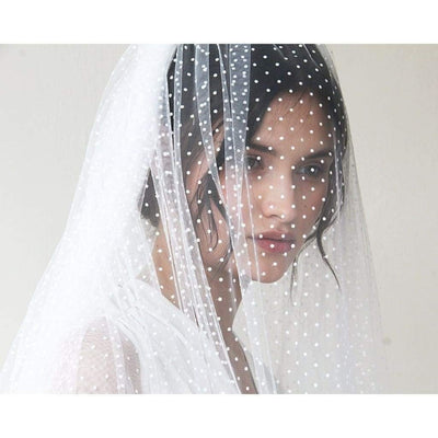 Wedding Tulle Veil, Fingertip Length with Dots - Miraposa