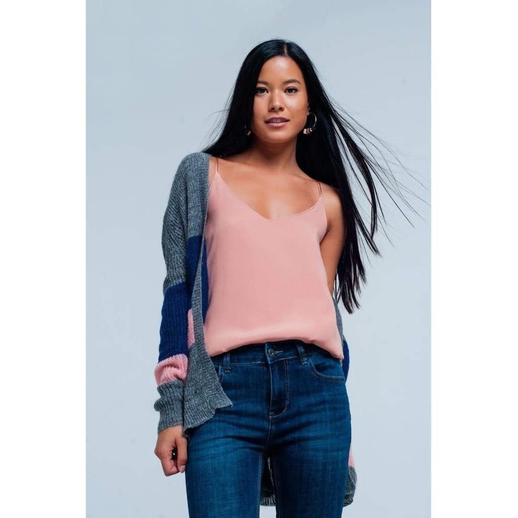 Pink Cami Top with Satin Straps